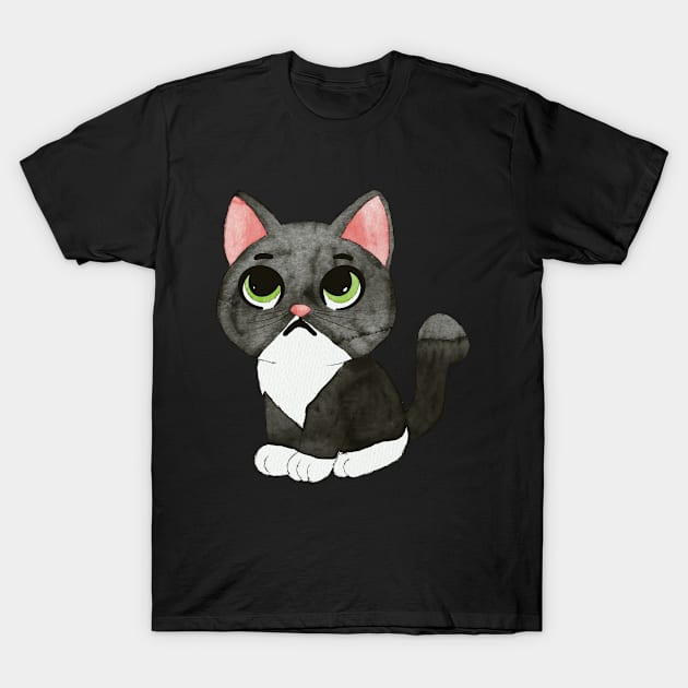 Sad little black kitty T-Shirt by Znikoma